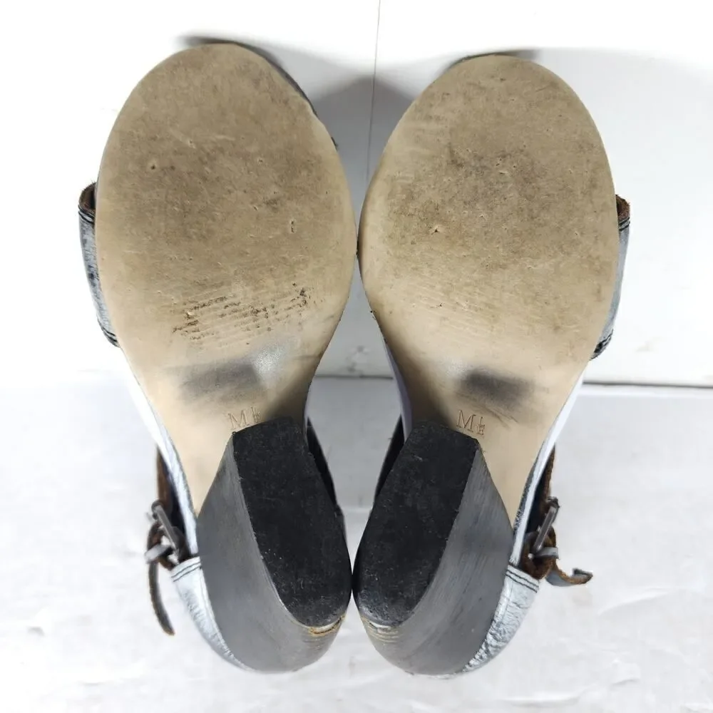 Mia MLE Women's Monterey US 7M Gray Silver Distressed Leather Open Toe Sandals